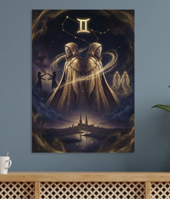 Gemini Zodiac Constellation — metal poster wall art by Lineer